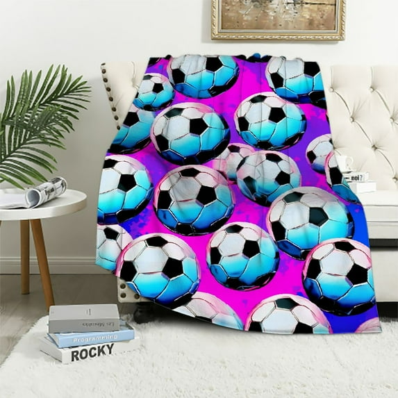 Nawypu Soccer Blanket Super Soft Flannel Soccer Throw Blanket for Girls Women Kids Adults Soccer Lover Gifts
