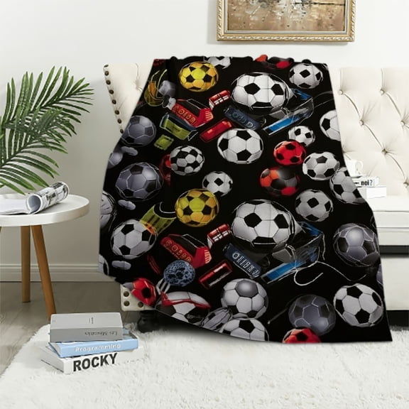 Nawypu Soccer Blanket for Boys Girls, Soft Flannel Soccer Throw Blanket Soccer Gifts for Soccer Lovers Cozy Lightweight Blankets for Kids Adults Men