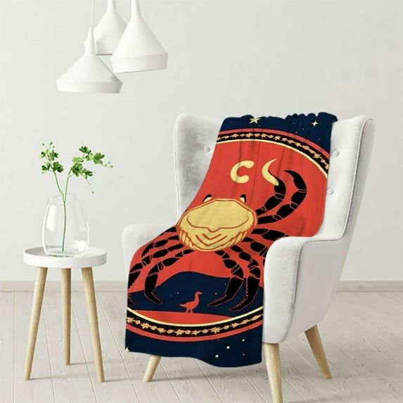 Nawypu Soft Cancer Blanket Constellation Cancer Throw Blankets for Kids Adults Men Women, Astronomy Zodiac Map Flannel Cozy Blanket Lightweight Warm Sofa Bed Blanket Gifts