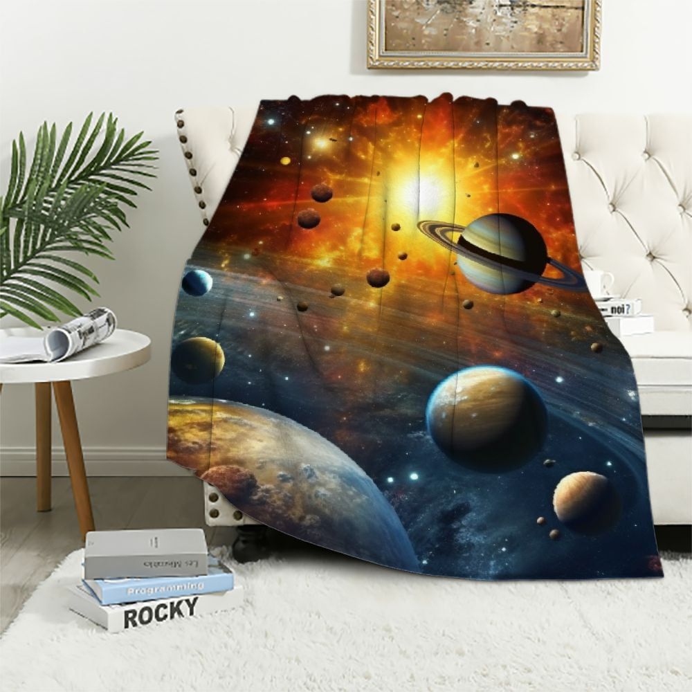 Nawypu Solar System Planet Throw Blanket Warm Ultra-Soft Micro Blanket ...
