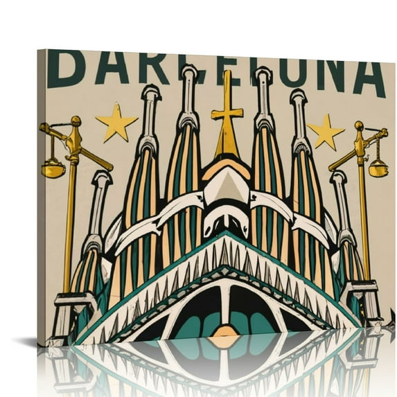 Nawypu Spain Barcelona Sagrada Familia Vintage Travel Posters from Around the World Landscape Wall Art Print Decor Painting Gift Home Decoration