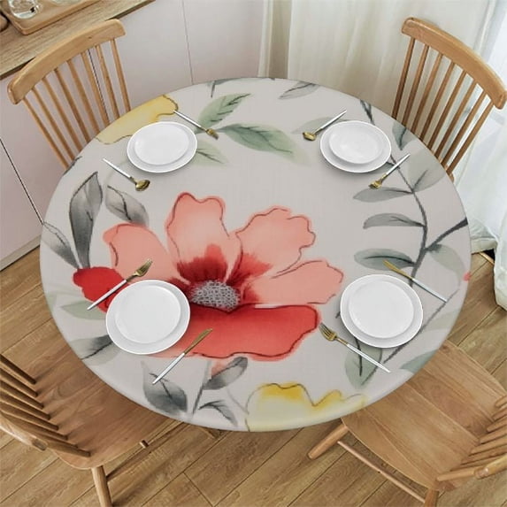 Nawypu Spillproof Floral Spring/Summer Fabric Indoor Outdoor Tablecloth, Outdoor Table Cloth for Round Tables, Picnic/Patio Table Covers