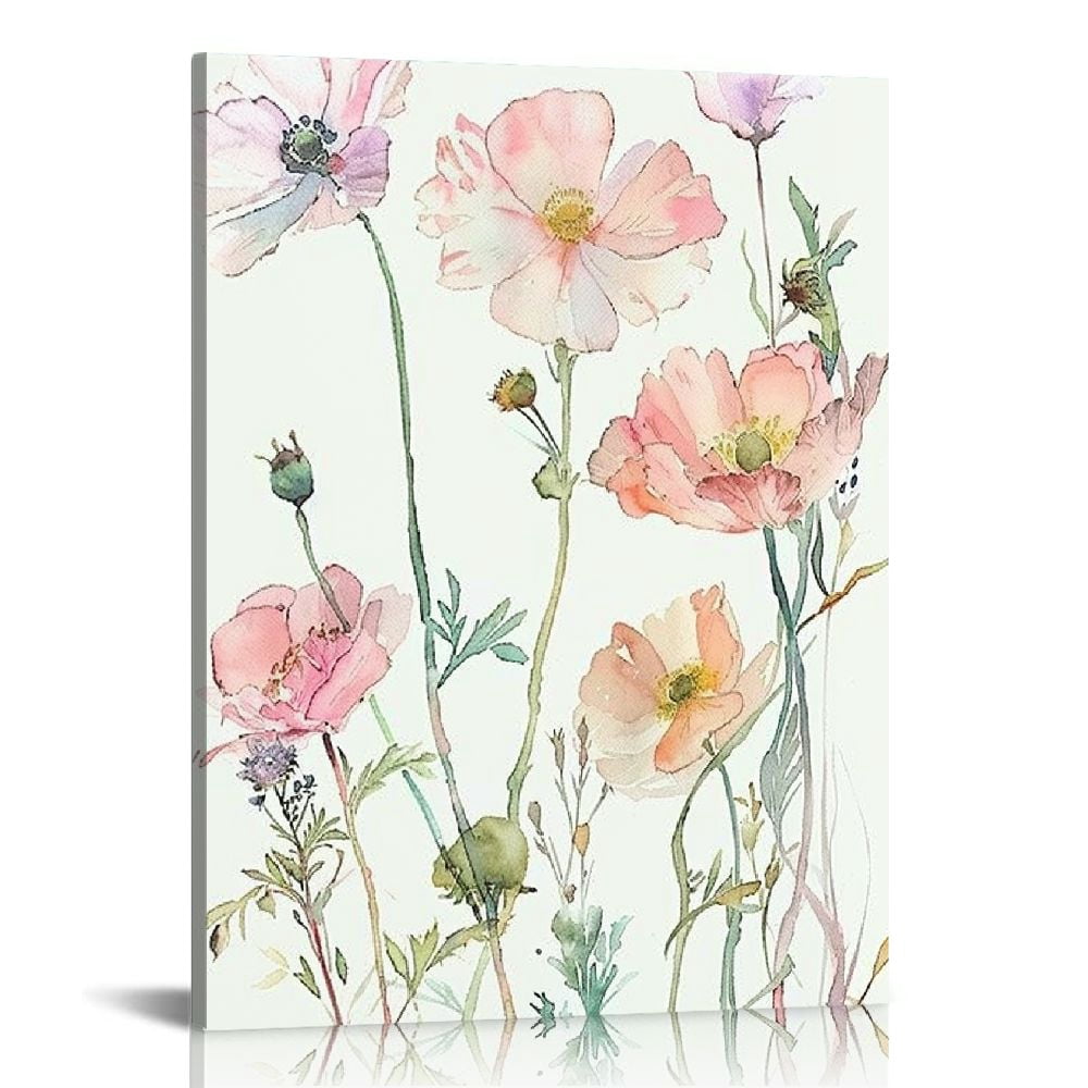 Nawypu Spring Colorful Wildflower Botanical Canvas Wall Art Modern ...