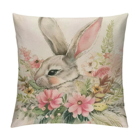 Nawypu Spring Easter Pillow Covers,Bunny Rabbit Ears Flower Decorative Spring Summer Pillow Case Holiday Party Cushion Covers Decoration for Sofa Couch