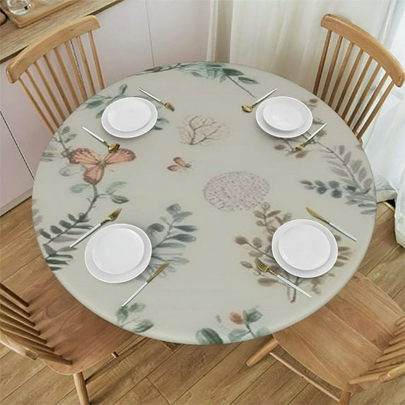Nawypu Spring Easter Tablecloth Round Easter Rabbit Table Cloth Round Easter Bunny Tablecloths Washable Holiday Table Covers for Home Kitchen Party Picnic Dinner Tabletop Decoration