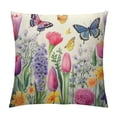 thumbnail image 1 of Nawypu  Spring Floral Pillow Cover Tulips Lavender Flower Butterfly Throw Pillows Case Farmhouse Decorative Square Cushion Covers for Indoor Outdoor Couch Bed, 1 of 5