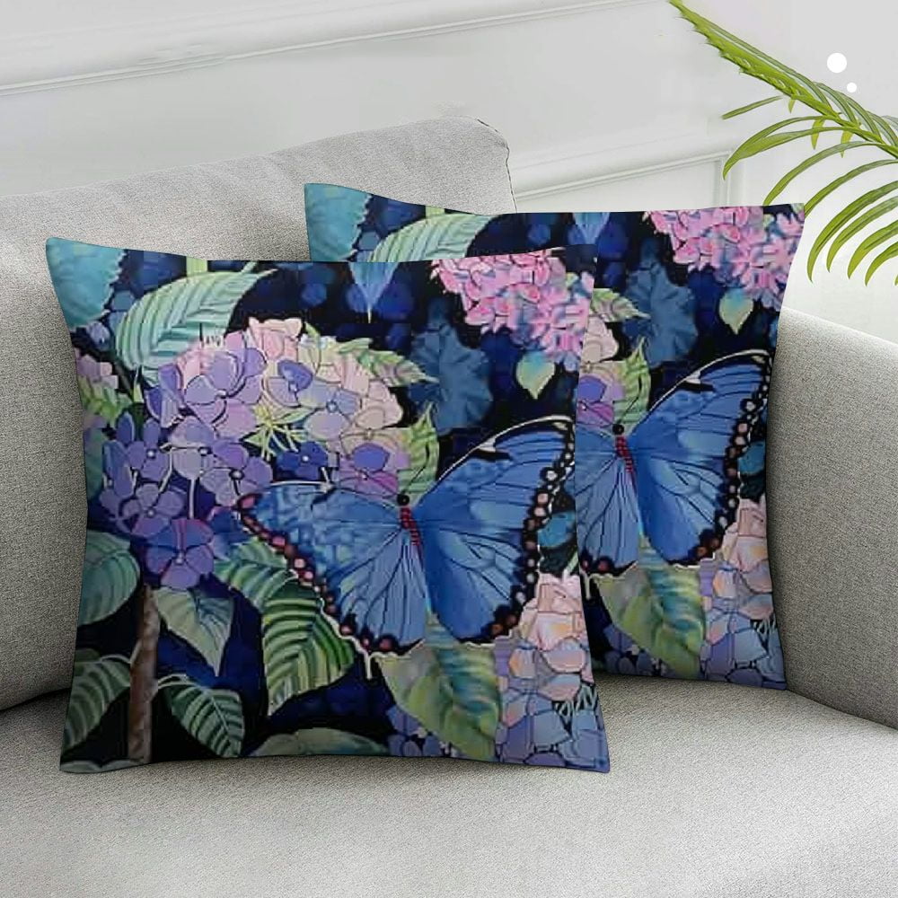 Nawypu Spring Floral Pillow Covers Pink Purple Hydrangea Flowers