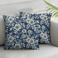 thumbnail image 1 of Nawypu Spring Flower Pillow Covers Chinoiserie Navy Blue Floral Farmhouse Decor Throw Pillows Case for Couch Seasonal Pillowcase Outdoor Decorative Cushion Case for Sofa Bed Decorations Set of 2 White, 1 of 6