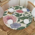 thumbnail image 1 of Nawypu  Spring Flowers Round Elastic Table Cover Cute Butterfly Print Decorative Table Cloth Washable Dust-Proof Table Cover for Kitchen Dining ，Multi-Size, 1 of 7