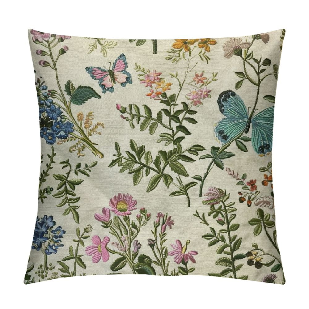 Nawypu Spring Pillow Covers 18x18 Sage Green Floral Wild Flower