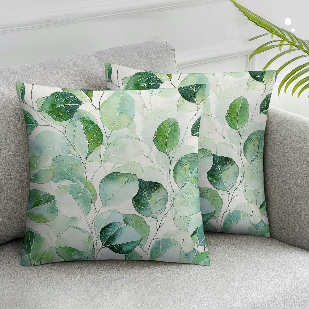 Nawypu Spring Pillow Covers Sage Green Eucalyptus Branches Floral Leaf Print Watercolor