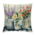 thumbnail image 1 of Nawypu Spring Pillow Covers  Tulip Floral Decorative Throw Pillows Covers Lavender Gray and White Checked Pillow Covers Spring Summer Home Decor for Couch Bed Sofa, 1 of 5
