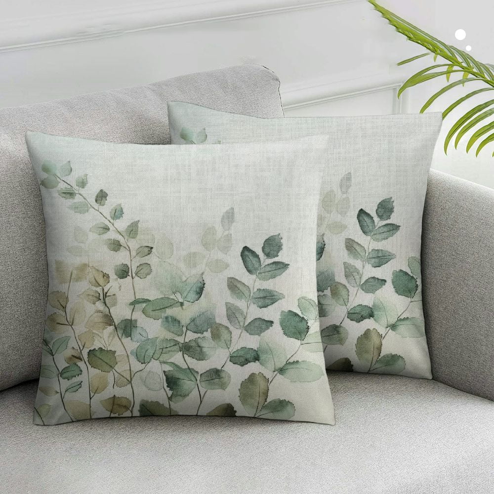 Nawypu Spring Sage Green Leaf Throw Pillow Covers Set of 2 Summer