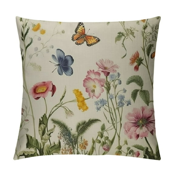 Nawypu Spring Summer Floral Pillow Covers Sage Green Wild Flower Leaf Herbs Throw Pillows Cover Set of Outdoor Farmhouse Plant Decorative Square Pillowcase for Couch Bed Sofa Decor
