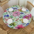 thumbnail image 1 of Nawypu Spring Summer Floral Tablecloth Round Wildflower Leaf Butterfly Table Cloth Circular FlowersTable Cover Washable Wipeable Reusable Polyester Tabletop for Dining Kitchen Holiday Decor, 1 of 7