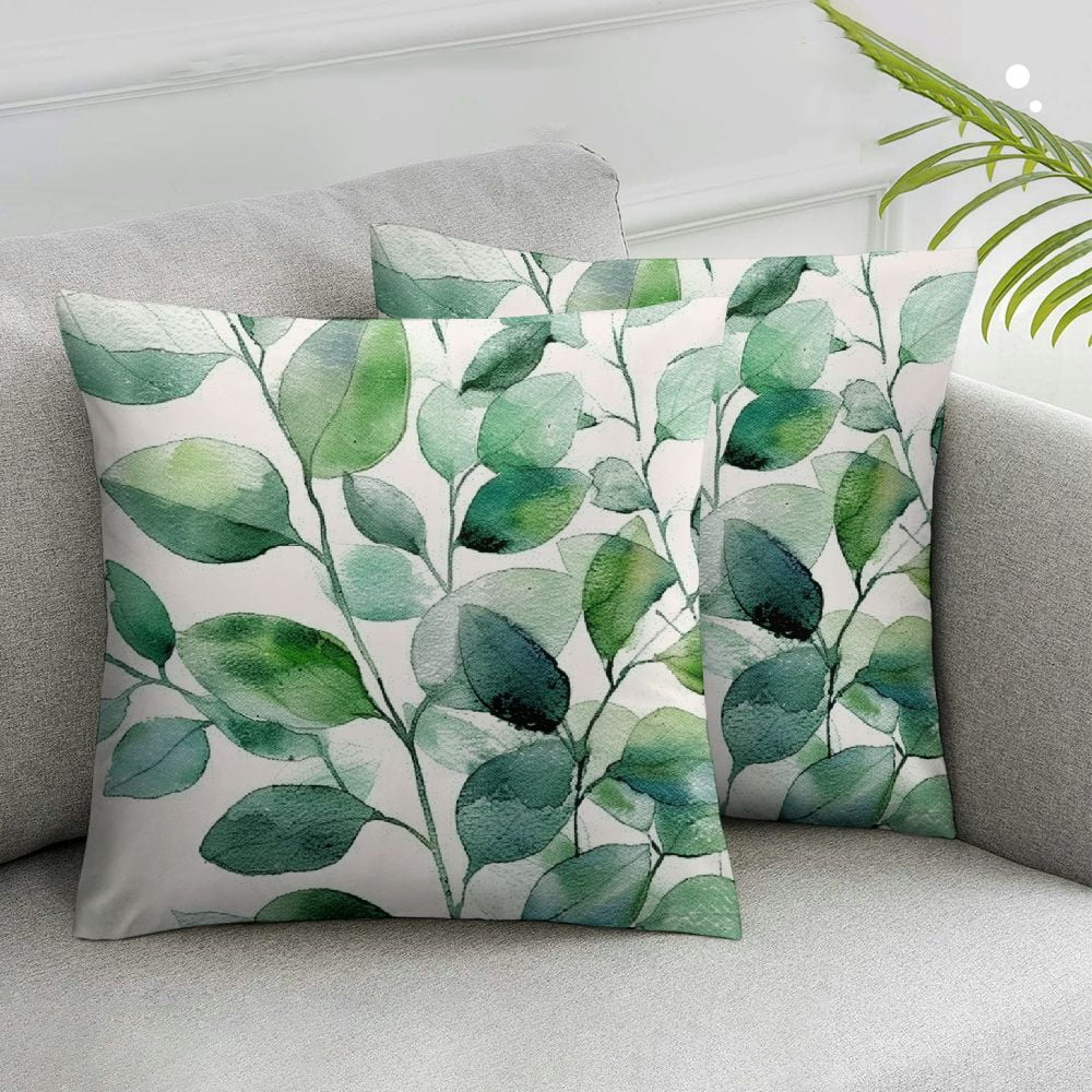 Nawypu Spring Summer Leaf Pillow Covers Eucalyptus Leaves Decorations ...