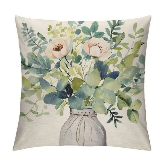 Nawypu Spring Summer Leaf Pillow Covers Watercolor Eucalyptus Leaves Couch Pillow Cases Sage Green Farmhouse Throw Pillows Home Decor for Living Room Bedroom Bed Cushion Outdoor