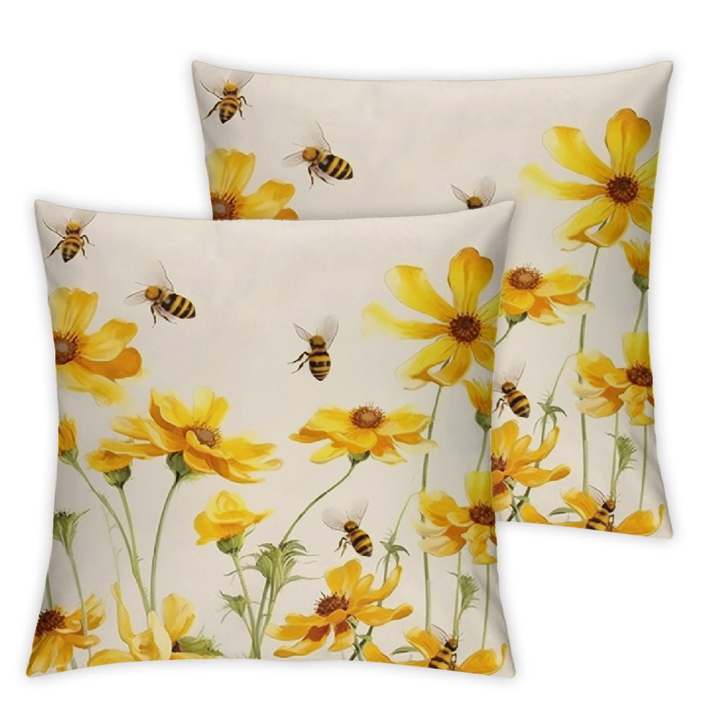 Nawypu Spring Summer Throw Pillow Covers Set Of 2 Yellow Flowers