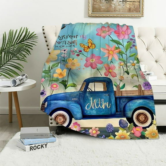 Nawypu  Spring Throw Blanket Farmhouse Spring Theme Floral Tulip Blanket Throw Blanket for Couch Sofa Bed Soft Cozy Fuzzy Plush Blankets Decorative Blanket