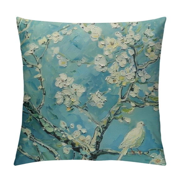 Nawypu Square Decorative Throw Pillow Covers Cushion Case, Almond Blossom by Vincent Van Gogh Paintings Double-Sided Designs