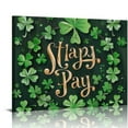thumbnail image 1 of Nawypu  St. Patrick'S Day Wall Art Celtic Clover Shamrock Spring Green Horse Shoe Retro Background Decorative Painting for Office Bedroom Dining Room Decor Cotton Canvas, 1 of 5