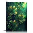 thumbnail image 1 of Nawypu  St Patrick's Day Canvas Painting Wall Art, Shamrock Clover with Golden Lights With Gold Leaves Picture Prints Artwork, Home Decor for Gift, 1 of 5