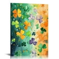 thumbnail image 1 of Nawypu St Patrick's Day Canvas Wall Art Prints, Watercolor Painting With Colorful Clover Leaves Artwork Pictures Print Canvas Wall Decor, Wall Art Poster for Living Room Bedroom Office Decor, 1 of 5