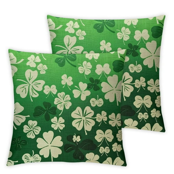 Nawypu St. Patrick's Day Green Lumbar Decorative Throw Pillow Covers Rectangular Lucky Shamrock Clover Outdoor Home Decor, Irish Holiday Couch Cushion Case 2pc