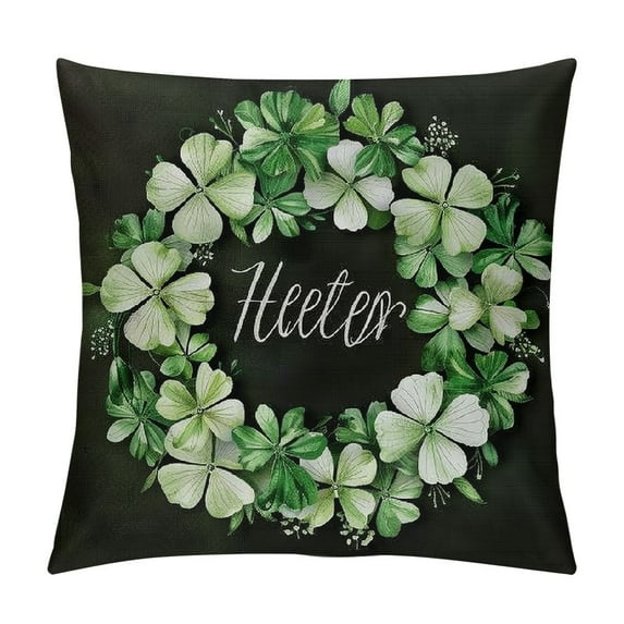 Nawypu St. Patrick’s Day Pillow Covers Green Clovers Shamrocks Leaves Wreath Pillow Cover Spring Farmhouse Holiday Decorations Throw Lumbar Cushion Case