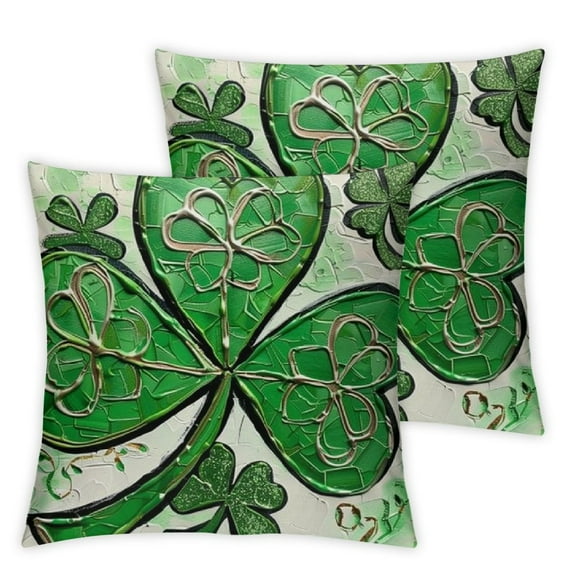 Nawypu St. Patrick's Day Pillow Covers Green Love Hello Shamrocks Lucky Farmhouse Decorative Throw Pillowcases for Home Sofa Couch Cushion Decoration 2pc