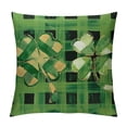 thumbnail image 1 of WERPE  St Patricks Day Clover Grey Buffalo Plaid Green Throw Pillow Cover,Polka Dot Shamrock Cushion Case Decoration for Sofa Couch, 1 of 5