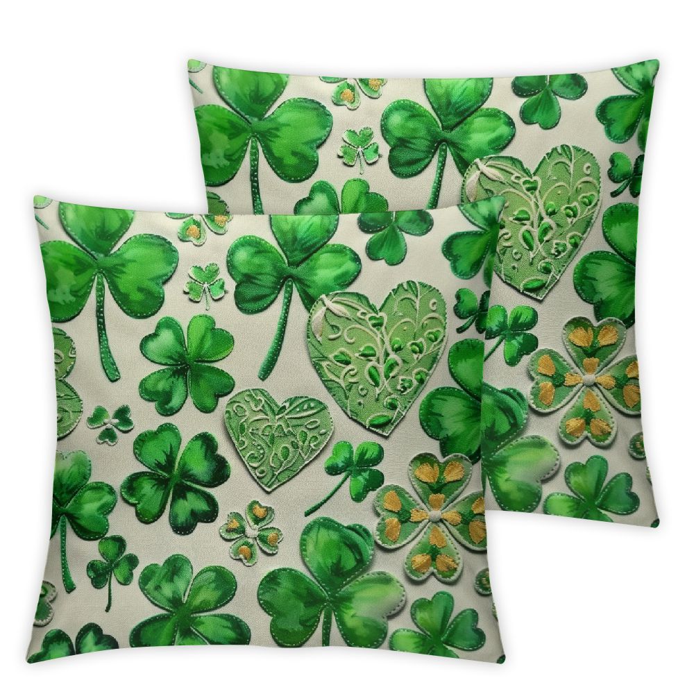 Nawypu St Patricks Day Lumbar Pillow Covers In Green Lucky Shamrock
