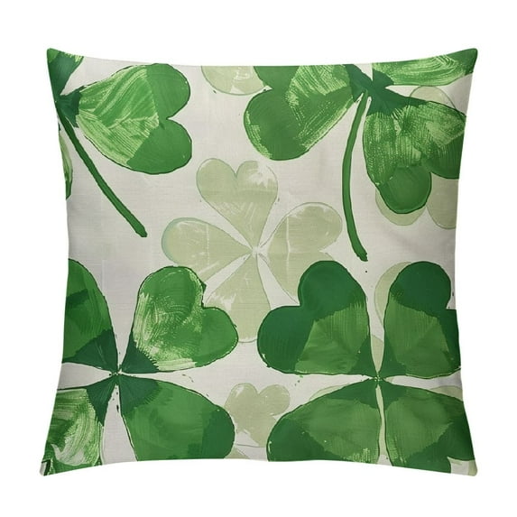 Nawypu St Patricks Day Pillow Cover Shamrock Clovers Decor Farmhouse Holiday Spring Pillow Case Decorations for Home Sofa Couch (Green)