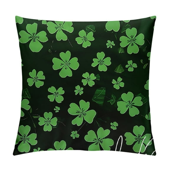 Nawypu St Patricks Day Pillow Covers St Patricks Lucky Clover Throw Pillows Spring Green Shamrock Decorative Pillowcase Rustic Square Cushion Cover for Couch Sofa Bed