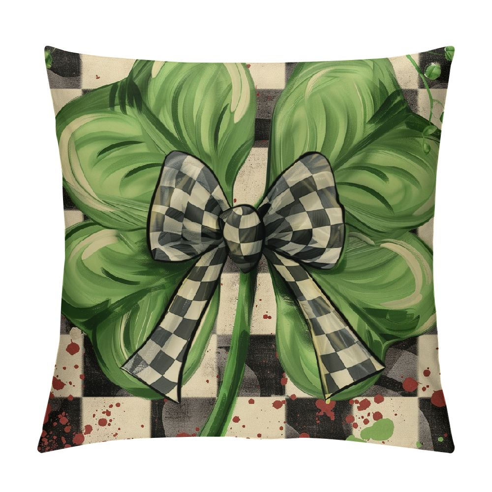 Nawypu St Patricks Day Pillow Covers Watercolor Green Lucky Clover