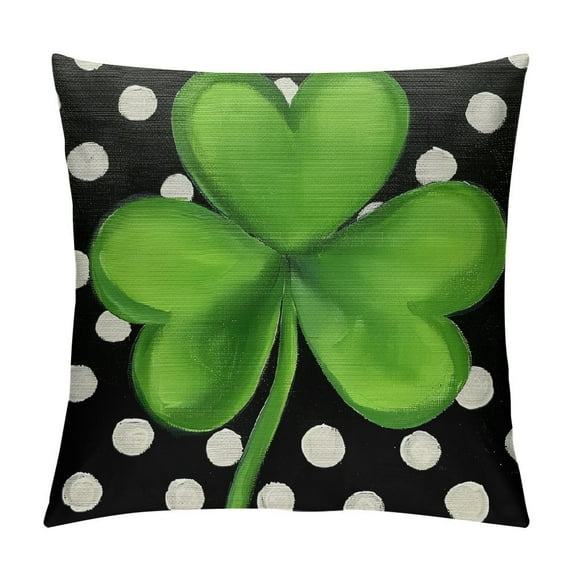Nawypu St Patricks Day Pillow Covers,White Polka Dots Green Clover Throw Pillows Case,Shamrocks Spring Decorative Linen Square Cushion Covers Farmhouse Outdoor Decor for Home Sofa Bed