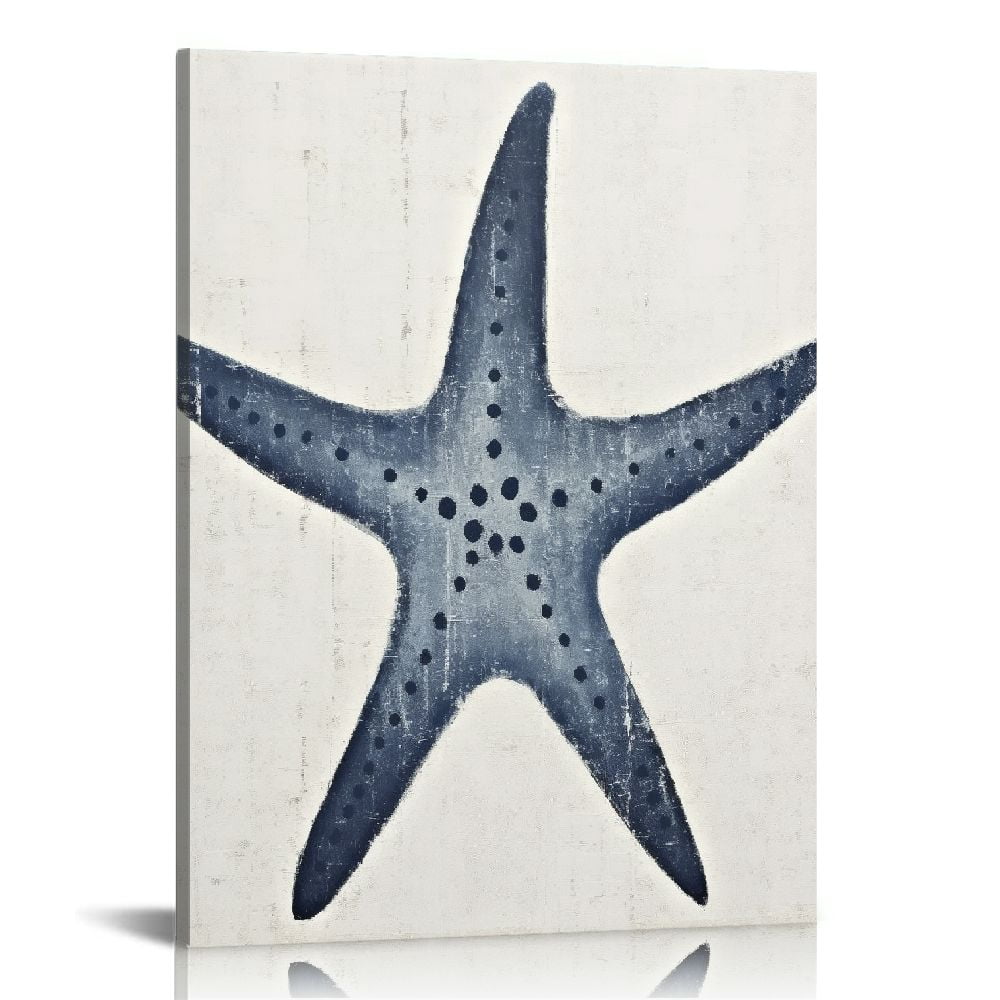 Nawypu Starfish Canvas Wall Art Painted Blue And White Painting