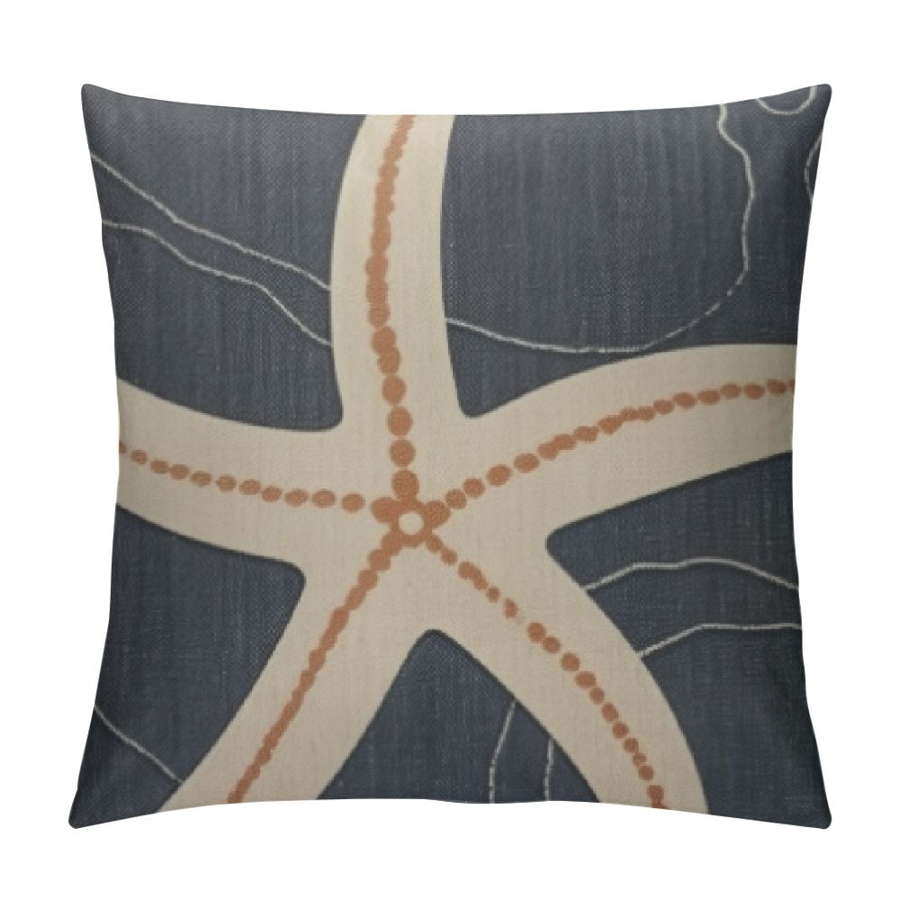 Nawypu Starfish Pillow Cover Retro Coastal Decor Square Pillowcase Sofa ...