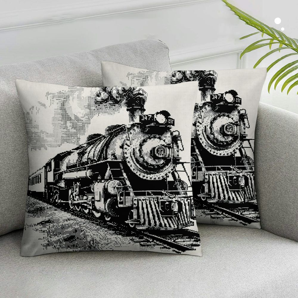 Nawypu Steam Train Railroad Railway Trip Throw Pillow Covers