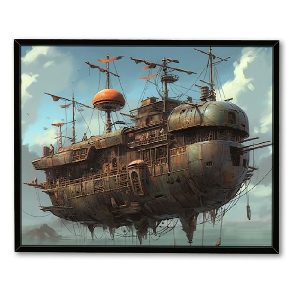 Nawypu Steampunk Airship For Sci-Fi Fans Poster Canvas Painting Wall ...