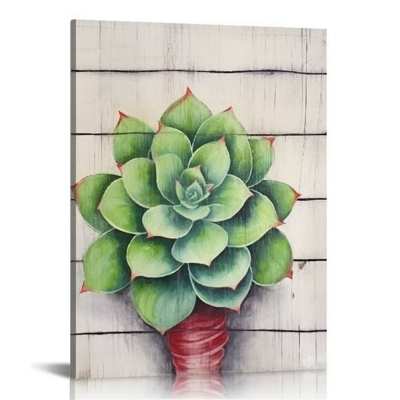 Nawypu Succulent Wall Art for Living Room Bathroom Wall Decor Watercolor Style Green Plant Canvas Prints Modern Botanical Simple Still Life Flowers Home Office Decor Picture
