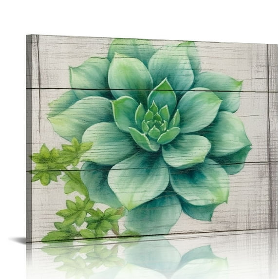 Nawypu Succulent Wall Art for Living Room Bathroom Wall Decor Watercolor Style Green Plant Canvas Prints Modern Botanical Simple Still Life Flowers Home Office Decor Picture