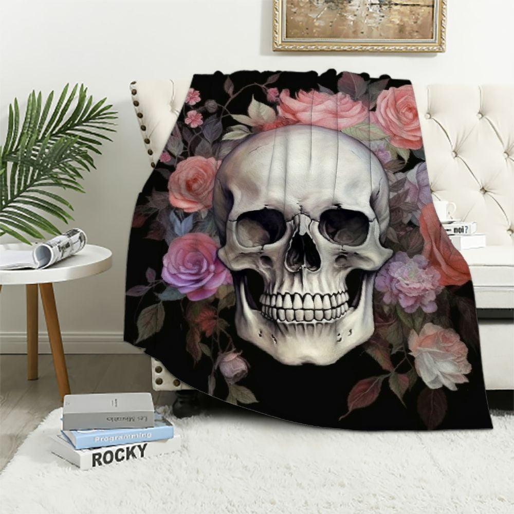 Floral Skull Charm Quilted Blanket NCU0TL1876