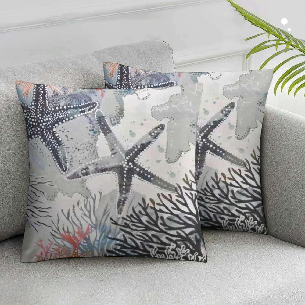 Nawypu Summer Coastal Throw Pillow Cover, Nautical Ocean Starfish ...