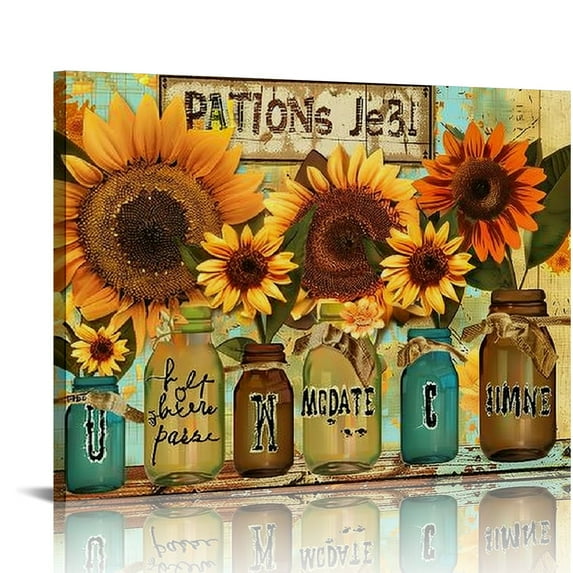 Nawypu Sunflower Canvas Painting Wall Art Without Frame,It's Okay Canvas Print Artwork for Living Room Bathroom Decor Office Wall Art Decor