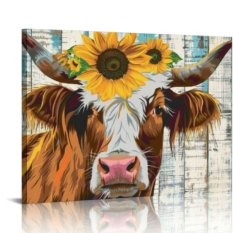 Cow wall art Highland cow canvas print Cow poster Large authentic cow wall art Cow print Longhorn Wall Decor Nursery wall art Farmhouse wall decor