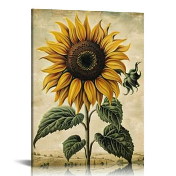 Nawypu Sunflower Kitchen Decor Simple Life Rustic Wall Decor Vintage Watercolor Sunflower Wall Pictures for Bedroom  Canvas Art Flower Painting Kitchen Wall Decor Gallery Wrapped
