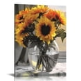 thumbnail image 1 of Nawypu  Sunflower Painting Canvas Wall Art Yellow Flowers Prints, Florals Black White Modern Pictures Framed for Bedroom Bathroom Living Room Spa Salon Home Office Wall Decor, 1 of 4