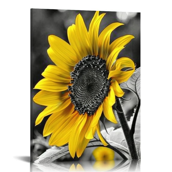 Nawypu Sunflower Pictures Wall Decor - Canvas Wall Art for Living Room Decorative, Framed Black and Yellow Sunflowers for Bathroom Decoration ,Modern Giclee Artwork Print Ready To Hang