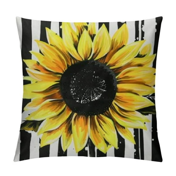 Nawypu Sunflower Pillow Covers, Buffalo Plaid Sunflower Decor Summer Pillow Covers for Couch Sofa Indoor Outdoor Yellow Sunflower Bee Pillows Summer Decorations